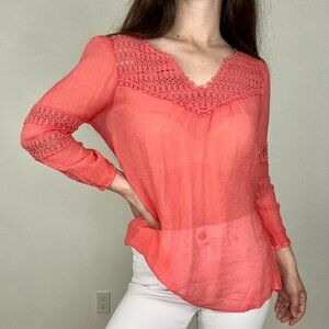*Maurices Coral Woven Sear-sucker Lightweight Blouse